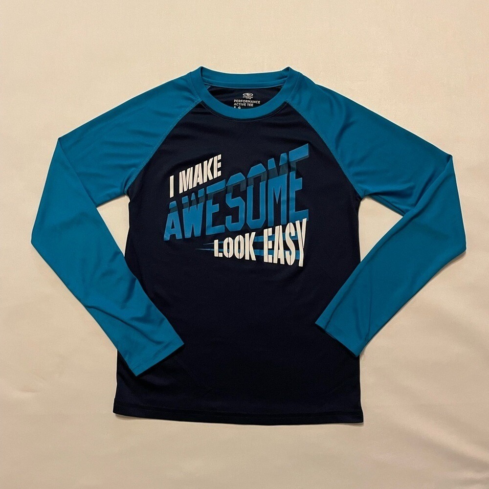 Athletic Works Performance Active Tee I Make Awesome Look Easy Youth Boys Size L